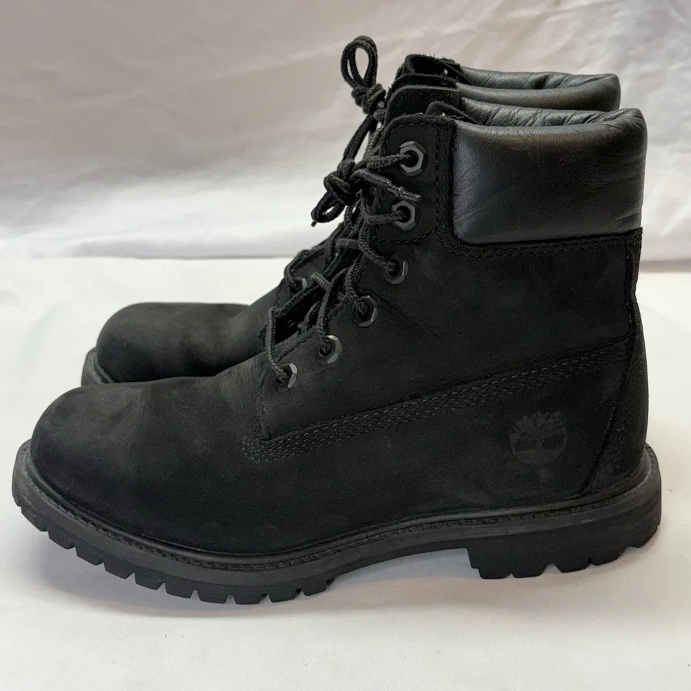 Timberland Premium 6 inch Womens Boots Size 7 M Black Nubuck Waterproof